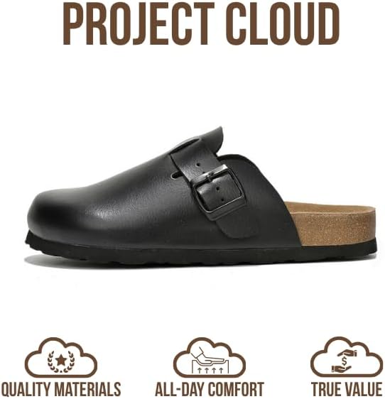 Project Cloud 100% Genuine Leather Footbed Clogs for Women - Memory Foam Arch Support Slippers for Women - Trendy Slip-ons Women's Mules & Clogs Sandals - Image 3