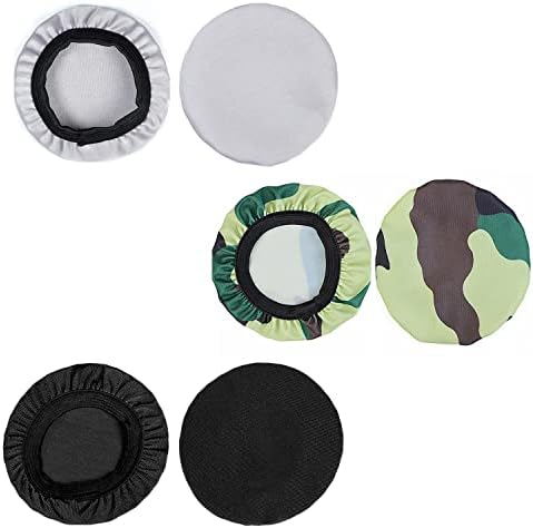 3 Paar Kopfhörerhüllen, atmungsaktiv, waschbar, dehnbar, passend für 9–10,5 cm Kopfhörer, wiederverwendbar (schwarz, weiß, Camouflage)