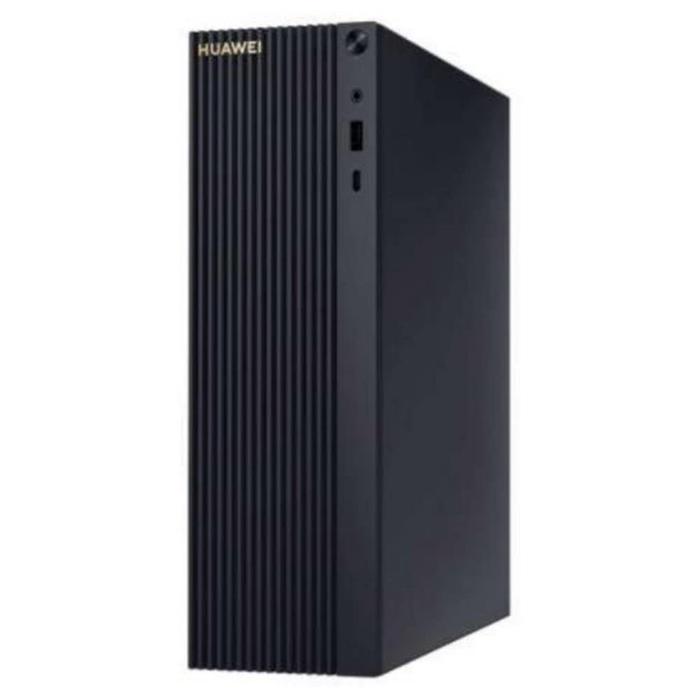 HUAWEI MateStation B515 desktop PC shown in a complete setup with a monitor, keyboard, and mouse on a desk.