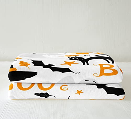 Kids Halloween Throw Blanket for Kids Room Cartoon Cat Bat Plush Pumpkin Lantern Bed Blanket - Image 2