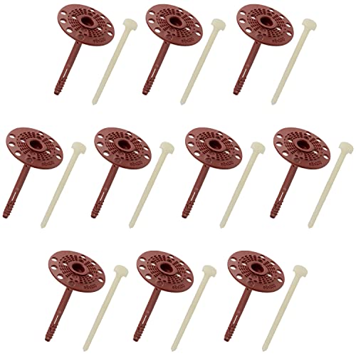 AERZETIX - C65192 – Set of 10 Insulation Plugs 8 x 100 mm + 10 Punch Nails Ø5 x 100 mm – in Nylon – Brick Materials Solid Hollow Masonry Panels Polystyrene Mineral Wool Masonry