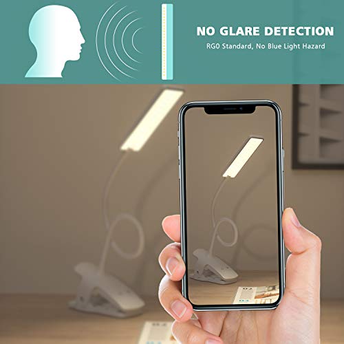 Lencent Klem Lichtlamp 24 leds Dimbare Bureaulamp Klem Leeslamp USB-Voeding Oplaadbaar 3 Kleurentemperaturen en 3 Helderheid voor Kantoorbed - Afbeelding 4