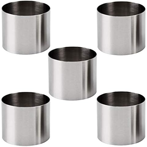 Goeielewe 5Pcs Round Cake Rings Mold, 2-Inch Mini Cake & Pastry Ring, Stainless Steel Mousse Dessert Rings Set Cake Cookie Biscuit Cutter Muffin Baking Molds Cover