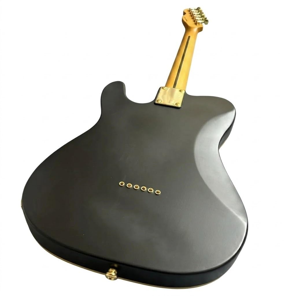 Chitarra elettrica Solid Body, nero opaco con hardware e rilegatura dorati, pickup single coil, full size 39" for palco studio (Guitarra Electrica)