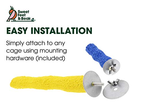 Image of Sweet Feet and Beak Comfort Grip Safety Perch for Bird Cages - Pedicure Perch for Birds to Keep Nails and Beaks in Top Condition - Safe Easy to Install Bird Cage Accessories XL 13.5 inch - Green