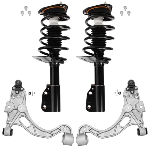 Image of Detroit Axle - 4pc Front End Control Arms Kit for 1998-2005 Buick Park Avenue 1998-1999 Riviera, 2 Lower Control Arms w /Ball Joint 2 Struts & Coil Spring Assembly Replacement Suspension