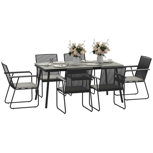 Outsunny 6 Seater Garden Dining Set with Soft Cushions