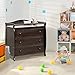 Costzon 3-Drawer Changing Table, Infant Diaper Changing Station with Drawers, Safety Rails & Strap, Baby Changing Table Dresser for Nursery, Easy Assembly (Brown)