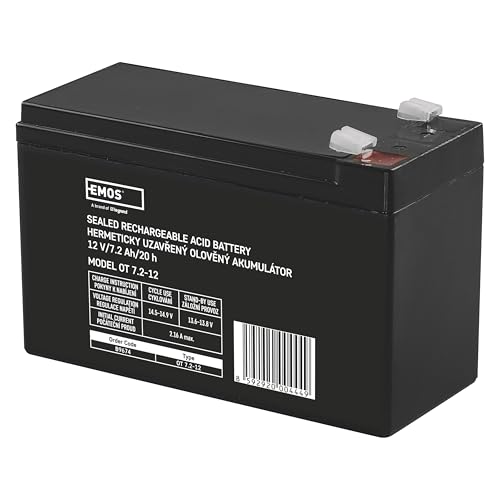 EMOS - Wartungsfreier Bleiakku - 12V 7,2Ah - AGM Batterie - Faston 6,3mm Anschluss - Für USV-Geräte, Alarmsysteme - 151x65x94mm