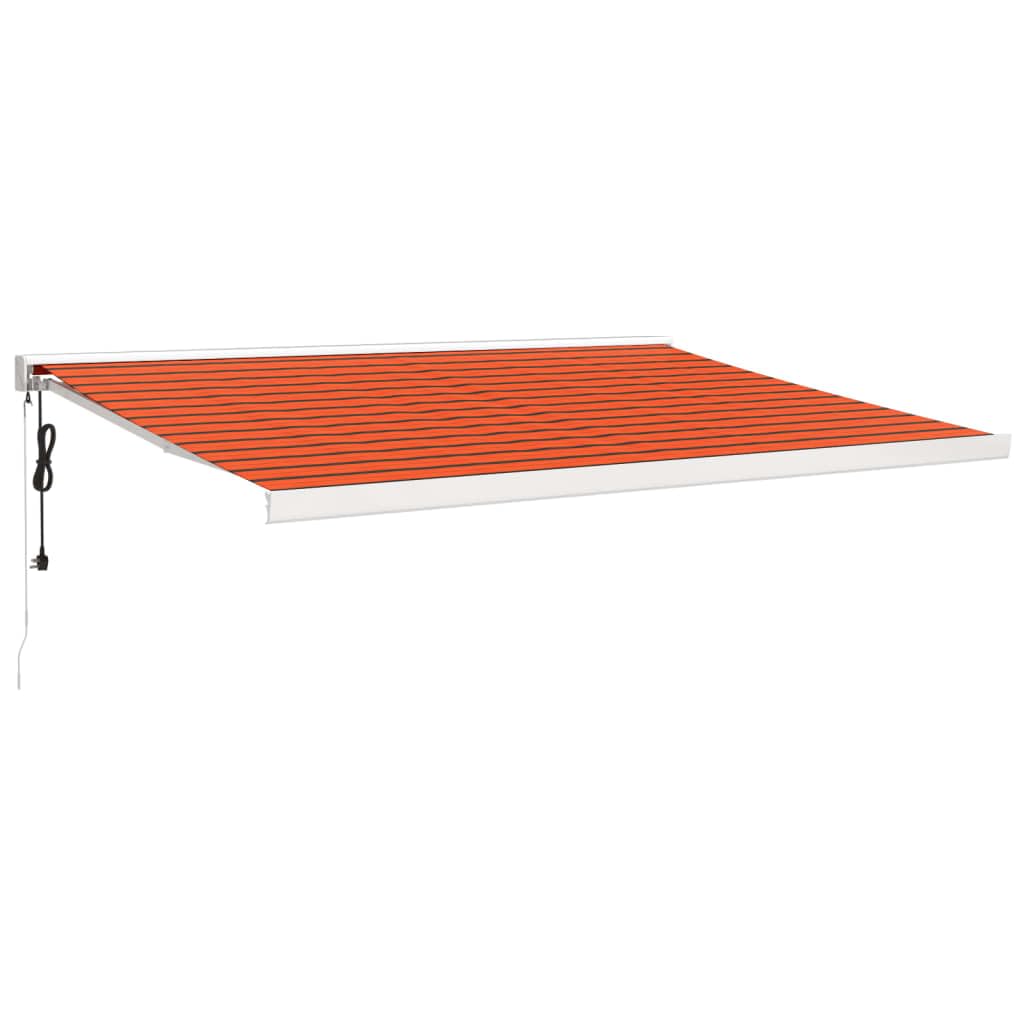 Wysuwana markiza przeciwsłoneczna z silnikiem/ręcznym zadaszeniem na patio, na zewnątrz, osłona balkonu, pomarańczowo-brązowa, 4 x tkanina aluminiowa, idealna na taras i ochronę ogrodu