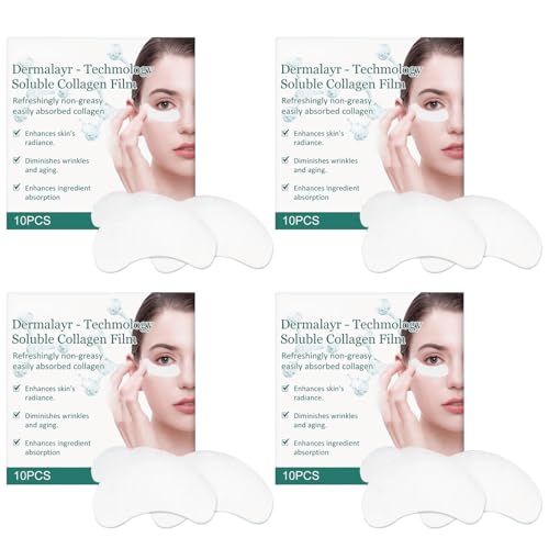 Antifaz de colágeno con ácido hialurónico y péptidos – Hidratante y reafirmante para ojeras, arrugas y líneas finas, parches revitalizantes para piel suave (10 unidades) (4 unidades)
