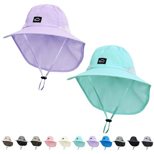 Image of ZOORON Kids Sun Hat with Neck Flap UPF 50+ Beach Hats for Baby Boys Girls