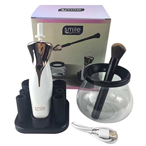 Smile Secrets Makeup Brush Cleaner & Dryer Kit- The Best Professional Makeup Brush Cleaning Tool Washing and Drying All Cosmetic Make up's Brushes 8 Collars- Natural Clean Solution in White Colour