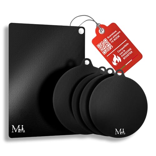 MiLù Protezione Piano Induzione Unico Compatibile con Funzione Booster + E-book in Regalo | Copri Piano Induzione Resistente al Calore | Set 5 pezzi Tappetini Sottopentola Antiscivolo Lavabili