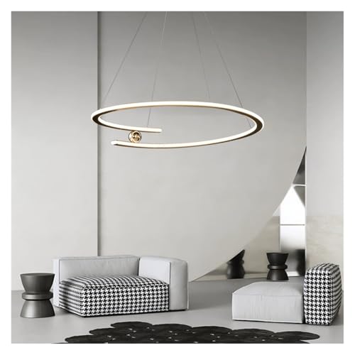 Lumières créatives salon anneau d'or moderne et lustre LED suspendu
