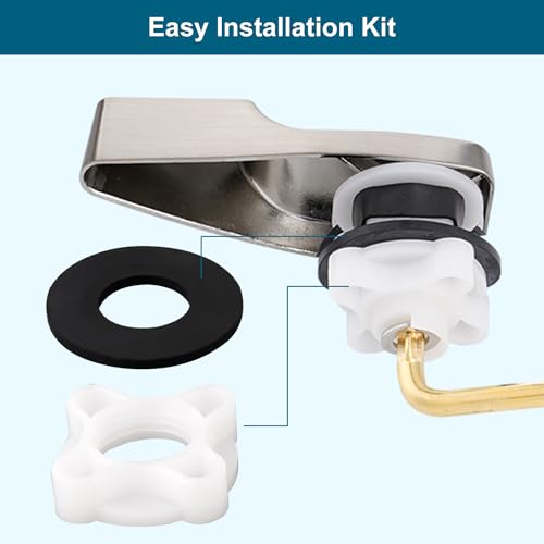 Image of Universal Side Mount Metal Toilet Handle Replacement Kit, Brushed Nickel | Compatible with American Standard /Mansfield /Gerber /TOTO /Kohler Toilet, Toilet Tank Flusher Lever with Flapper Chain