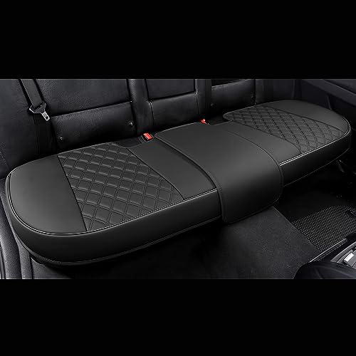 Black Panther Funda para Asiento Trasero de Coche de Piel Sintética, Se Adapta al 90% de Los Coches de 4 Puertas, Patrón de Diamante, Negro