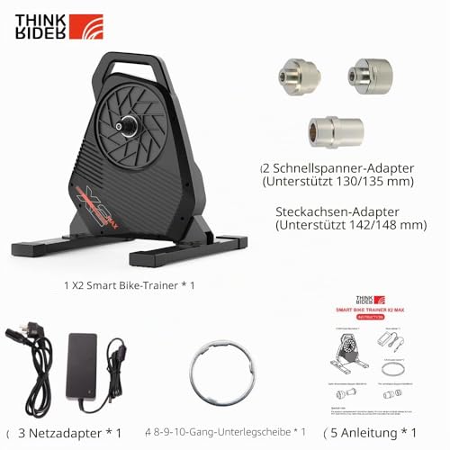 ThinkRider X2Max Smart Fahrradtrainer, leises und tragbares Indoor-Cycling-Gerät mit 18% Steigungssimulation, ANT+ und BLE