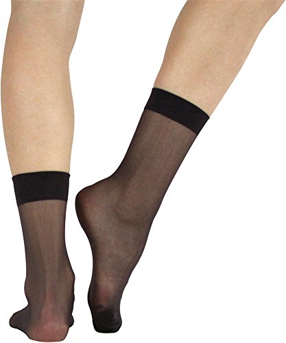 Image of ToBeInStyle Women's Pack of 6 Trendy Sheer Nylon Crew Sock Stockings