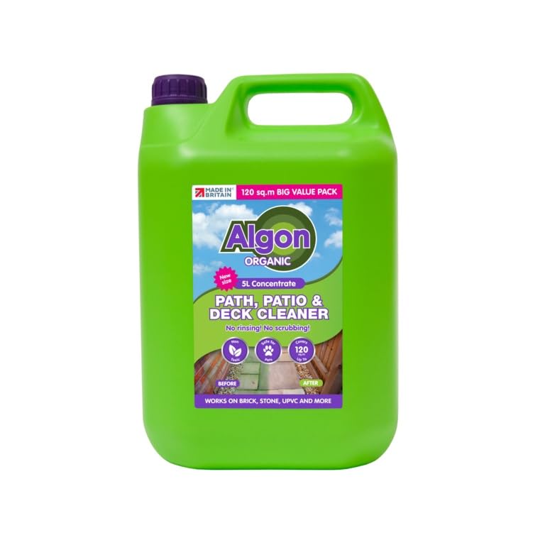 HOCHSTE Algon Organic Path Patio & Deck Cleaner Powerful Performance Long-Lasting Freshness Effortlessly Remove Algae Green Mould Lichen Organic Dirt From Outdoor Surfaces 5L