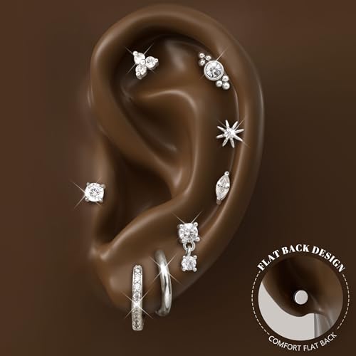 Boucles d'oreilles dos plat anti-douleur MILACOLATO pour multi-piercing - 5