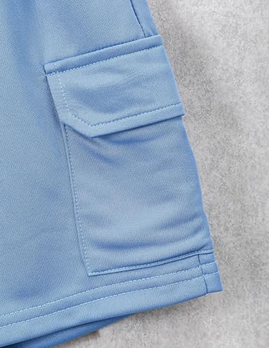 Image of Boys Clothes Shorts Sets Plaid Short Sleeve Hooded Button Shirt and Jogger Shorts for Kids Summer Outfits