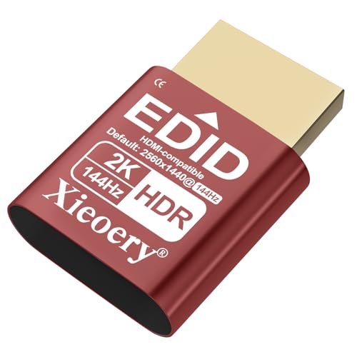 xieoery HDR HDMI Dummy Plug, 2K/1080P EDID Emulator, 144Hz Virtual Display Adapter for Headless PCs, Servers, Remote Desktop, GPU Rendering Nodes, Mini PCs