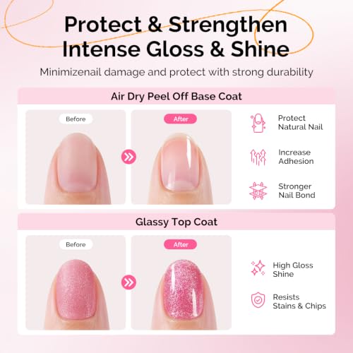 Image of MelodySusie Air-Dry Peel Off Base Coat Cuticle Oil Top Coat | 3Pcs Beginner Friendly Gentle Protection for Nails,essential for Home DIY and Nail Salon