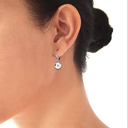 Lecalla Sterling Silver Jewelry Light-Weight Dangle Ball Drop Leverback Earrings For Women 8Mm #TOP3