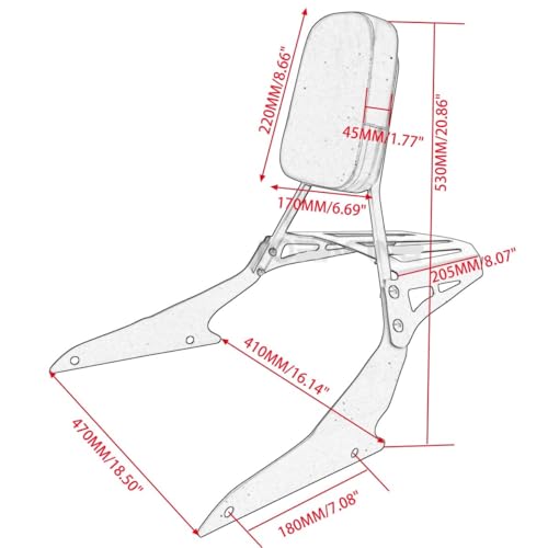 Barre Sissy Passager Arrière Boulevard M109R Custom avec Rack - 3