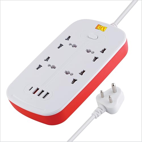 Image of MX Power Strip Extension Board with USB Ports 3250W multiplug Sockets Extension Cord 13Amp 3 Universal Socket + 3 USB + C Ports Fast Charger Multi Port Extension Heavy Duty Cord 3 Meter with Switch