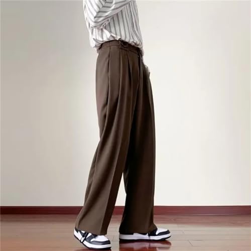 Men Brown Black Suit Pants Fashion Social Dress Pants Korean Loose Straight Wide Leg Office Formal Trousers2