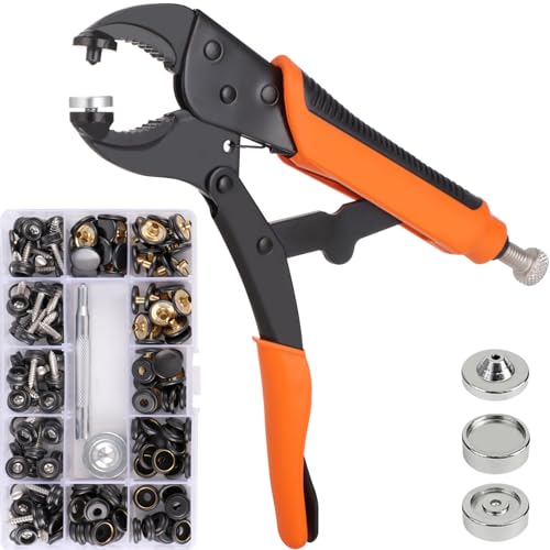Heavy Duty Snap Fastener Tool Kit, Snap Pliers for Metal Snaps, Replacing Metal Snaps Installation Set, Snap Pliers Kit for Leather, Boat Canvas, Carpet, Tarp, Covers and Furniture