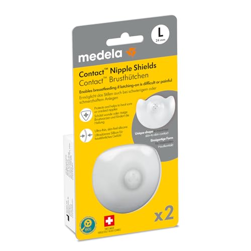 Medela Contact Brusthütchen aus Silikon – Weiches, ultradünnes Design – BPA-frei – 1 Packung mit 2 Hütchen (24 mm) und Aufbewahrungsbox