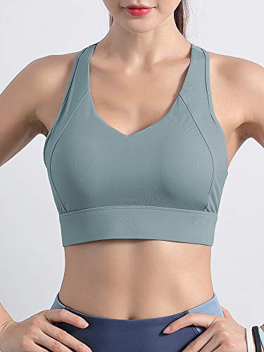 pedkit Sutiã esportivo feminino com alças nas costas com fecho de gancho e ocular removível acolchoa