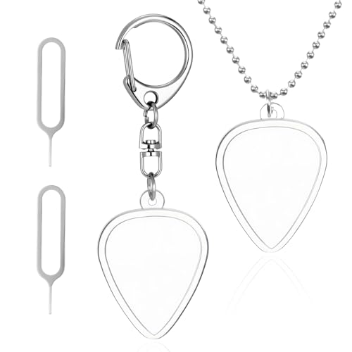 Xyembu 2 PCS Guitar Pick Holder Heart Shaped Clear Picks Storage Box Keychain and Necklace Guitar Pick Cases for Standard Guitars Picks Storage