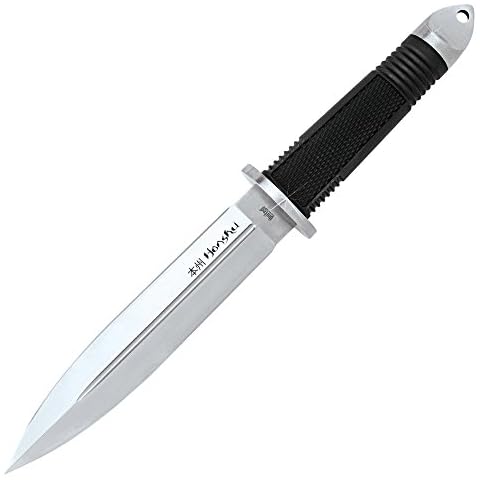 Honshu Fighter Dagger Knife with Leather Sheath - Stainless Steel Blade, Double-Edged, Rubberized Grip, Steel Handguard, Fixed Blade for Every Day Carry - Length 13 1/4 Cover