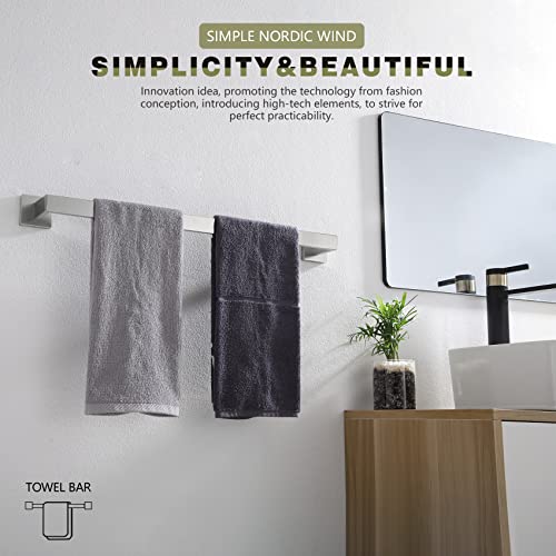 Image of KOKOSIRI 24-Inch Single Towel Bar, Bathroom Kitchen Towel Holder, Wall Mounted SUS304 Stainless Steel Towel Rack, Brushed Nickel, B4003BR-L24