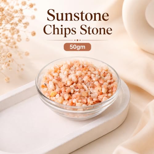 Image of Natural Sunstone Healing Crystal Chips Stone 50 Gm for Reiki, Meditation, Chakra Balancing, Vastu & Feng Shui | Polished Gemstone Chips for Home Decor, Jewellery Making & Resin Art