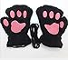 Donne Cute Cat Claw Paw Guanti in peluche Warm Soft Plush Short senza dita Fluffy Bear Cat Guanti Costume Mezze dita Regalo per feste -Black-One Size