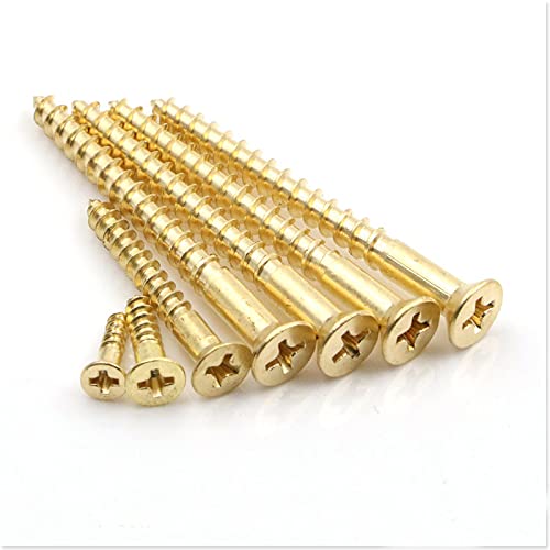 M3 M4 M5 Brass Self Tapping Screw Furniture Carpenter Cupboard Hinge Cross Copper Screws 50pcs - (Size: M5x25)