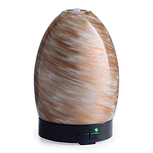Airome Sparkling Sands Medium Hand-Blown Glass Essential Oil Diffuser|100 Ml Humidifying Ultrasonic Aromatherapy Diffuser 8 Colorful Led Lights, Intermittent & Continual Mist, Auto Shut-Off, Rose Gold #TOP11