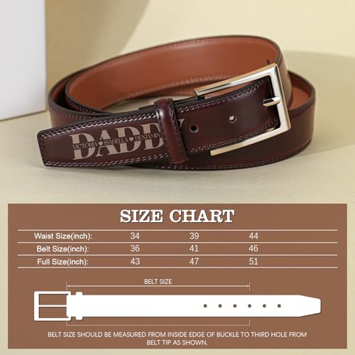 Personalized Belt for Fathers Day, Custom Leather Belts for Dad, Engraved Belt with Kids Names, Father's Day Personalized Gifts for Daddy, Papa, Father, Custom Dad Gifts from Daughter2