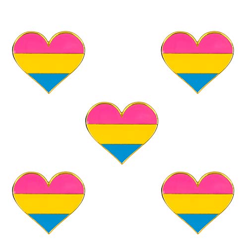 Paquete de 5 broches de solapa con forma de corazón de orgullo para pansexuales (pansexual) Cover