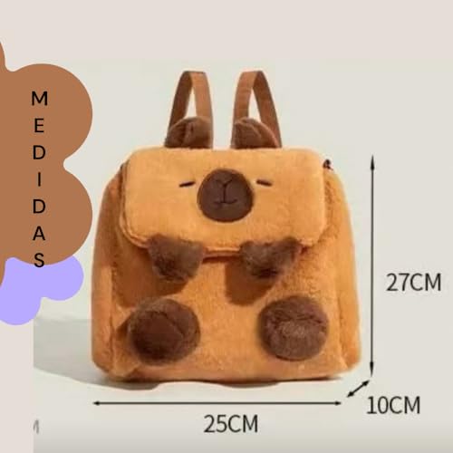Kit Mochila Bolsa + Estojo Capivara Capybara Pelúcia Fofa