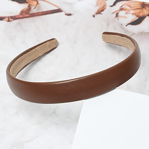 Cuizhiyu Leopard Print Headbands For Women Girls 2Cm Wide Headband Pu Solid Hairband Hair Hoops Hair Accessories 6 Pack thumb #2