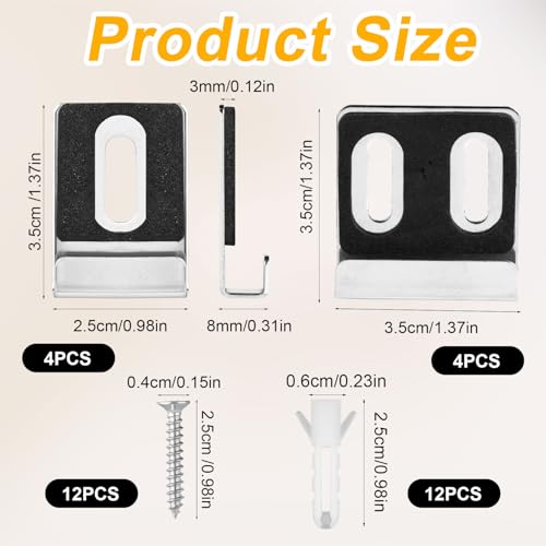 Image of 8pcs Metal Mirror Clips, 2 Styles Wide Channel Hangers for Frameless Mounting Hardware, Heavy Holder Hanging Clips with Screws for Wall Mounting Billboard