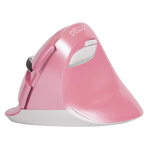 DELUX Small Vertical Mouse Wireless, 3 Level DPI (800/1200/1600), 6 Buttons, 2.4G Optical