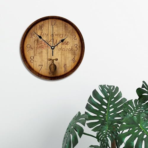 Reloj de pared de madera 10 pulgadas silencioso y sin marco miniatura 5