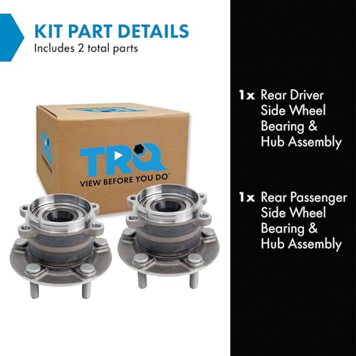 Image of TRQ Rear Driver and Passenger Side Wheel Bearing and Hub Assembly Set 2 Piece Compatible with 2016-2021 Mazda CX-9 All Wheel Drive 2022 CX-9